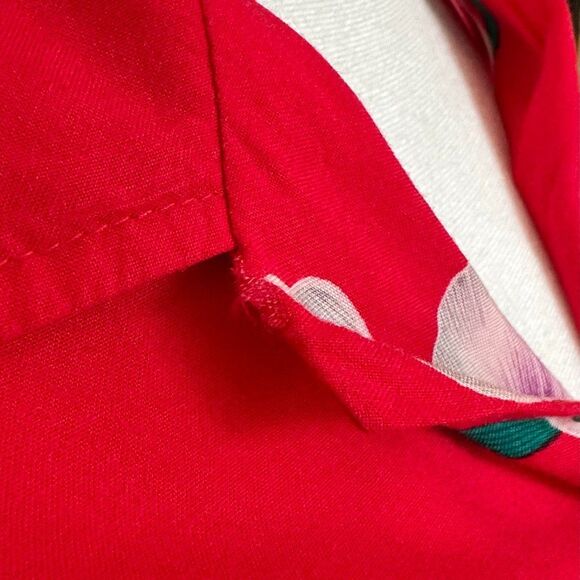 Vintage Hawaiian Shirt 1970s Red White Floral Genuine Made in Hawaii Size Medium - Picture 4 of 5